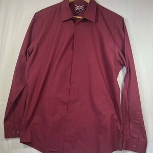 Soul of London Mens Burgundy Semi Fitted Button Down Dress Shirt vampcore